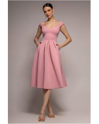 Goddiva - Scuba Foam Skater Midi Dress - Lyst