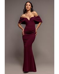 Goddiva - Off The Shoulder Draped Sleeve Maxi Dress - Lyst