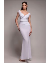 Goddiva - Bardot Pleated Maxi Dress - Lyst