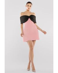 Goddiva - Front Bow Off The Shoulder Mini Dress - Lyst