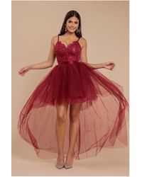 Goddiva - High Low Tulle Mini With Lace Bodice - Lyst