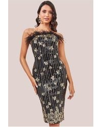 Goddiva - Sequin And Feather Boobtube Midi - Lyst