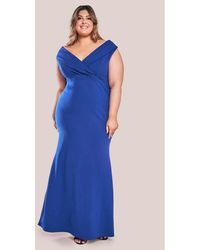 Goddiva - Front Wrap Off The Shoulder Maxi Dress - Lyst