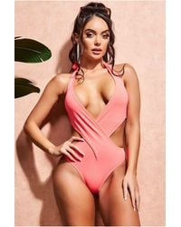 Goddiva - V Neck Swimsuit - Lyst