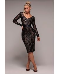 Goddiva - Sequin & Mesh Midi Dress - Lyst