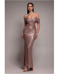Goddiva - Off The Shoulder Sequin Wing Maxi Dress - Lyst