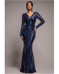 Goddiva - Two Toned V Neck Sequin Maxi - Lyst