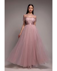 Goddiva - Embroidered Mesh Maxi Dress - Lyst