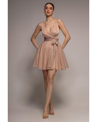 Goddiva - Cross Over Sleeveless Mini Skater Dress - Lyst