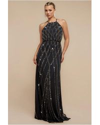 Goddiva - Racer Neck Sleeveless Hand Embellished Sequin Maxi Dress - Lyst