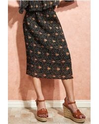 City Goddess - Printed Shirred Midi Skirt - Lyst