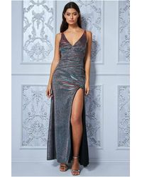 Goddiva - Pleated Waist Cross Back Maxi Dress - Lyst