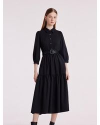 GOELIA - Machine Washable Silk And Woolen Collared Dress - Lyst