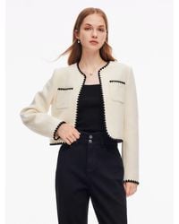 GOELIA - 100% Wool Contrast Trim Crop Jacket - Lyst