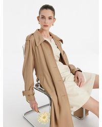 GOELIA - Worsted Wool Lapel Trench Coat With Belt - Lyst