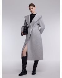 GOELIA - [Preview] Double-Faced Wool Yak Silk Blend Hooded Wrap Overcoat - Lyst