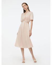 GOELIA - 22Mm Mulberry Silk Twist Front Midi Dress - Lyst