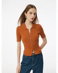 GOELIA - Tencel Blend Zip-Up Slim Fit Cardigan - Lyst
