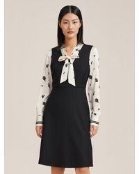 GOELIA - Woolen And Silk Patchwork Mini Dress - Lyst