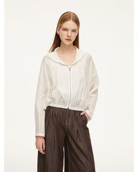 GOELIA - Tencel Acetate Linen Blend Zip-Up Hooded Cropped Jacket - Lyst