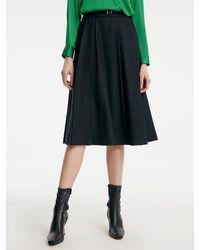 GOELIA - Worsted Woolen A-Shaped Half Skirt With Leather Belt - Lyst