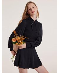 GOELIA - Tencel Wool Patchwork Cheongsam Button Mandarin Collar Sweater - Lyst