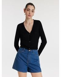 GOELIA - Tencel-Silk Blend Knitted V-Neck Cardigan - Lyst