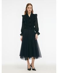 GOELIA - Tencel Wool Blend Long Sleeve Knit Top And Sequins Skirt Two-Piece Set - Lyst