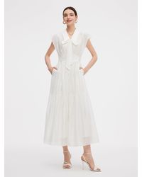 GOELIA - Tencel Blend Cap Sleeve Maxi Dress With Ribbon - Lyst