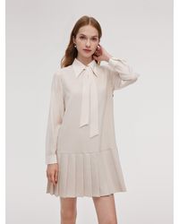 GOELIA - Pleated Sleeveless Mini Dress And Shirt Two-Piece Set With Ribbon - Lyst