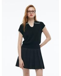 GOELIA - Tencel Blend Contrast Trim Knit Top - Lyst