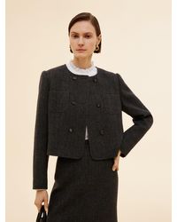 GOELIA - 100% Washable Wool Double Breasted Crop Jacket - Lyst