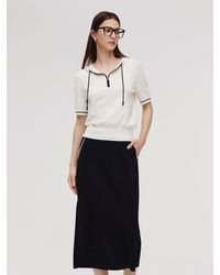 GOELIA - Tencel Blend Half Zip Short Sleeve Knit Hoodie And Skirt Two-Piece Set - Lyst