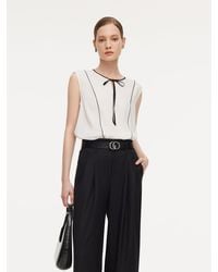 GOELIA - Acetate Blend Tie Front Contrast Trim Tank Top - Lyst