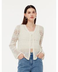 GOELIA - Linen Cotton Openwork Tie Front Cardigan - Lyst