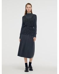 GOELIA - Sequins Vest And Mock Neck Midi Dress Two-Piece Set With Belt - Lyst