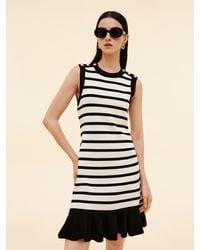 GOELIA - Tencel Blend Stripe Contrast Trim Knit Mini Tank Dress - Lyst