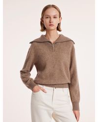 GOELIA - Pure Cashmere Zippered Lapel Sweater - Lyst