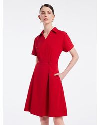 GOELIA - Shirt-Style V-Neck Gathered Waist Mini Dress - Lyst