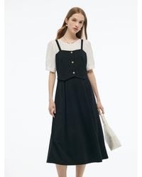 GOELIA - Tencel Blend Mock Layered A-Line Maxi Dress - Lyst