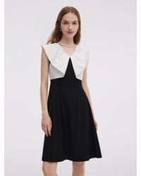 GOELIA - Color Block V-Neck Knit Mini Dress - Lyst
