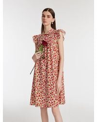 GOELIA - Rose Printed Ruffle Sleeves Mandarin Collared Mini Dress - Lyst
