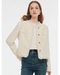 GOELIA - Tweed Collarless Crop Jacket - Lyst