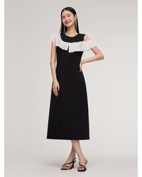 GOELIA - Color Block Ruffle Knit Midi Dress - Lyst