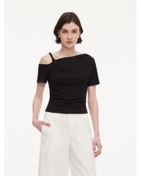 GOELIA - Tencel Blend Stretch One-Shoulder Knit Top - Lyst
