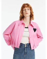 GOELIA - Heart-Shaped Sequins Crop Shirt With Pleated Hem - Lyst