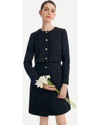 GOELIA - Tweed Fake Two-Piece Tailored Wool Dress - Lyst