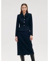 GOELIA - Pre-Order Cashmere Wool Blend Jacket And Midi Skirt Two-Piece Set - Lyst