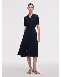 GOELIA - 22Mm Mulberry Silk Midi Dress With Belt - Lyst