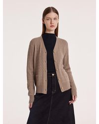 GOELIA - Pure Cashmere V-Neck Cable Knit Cardigan - Lyst